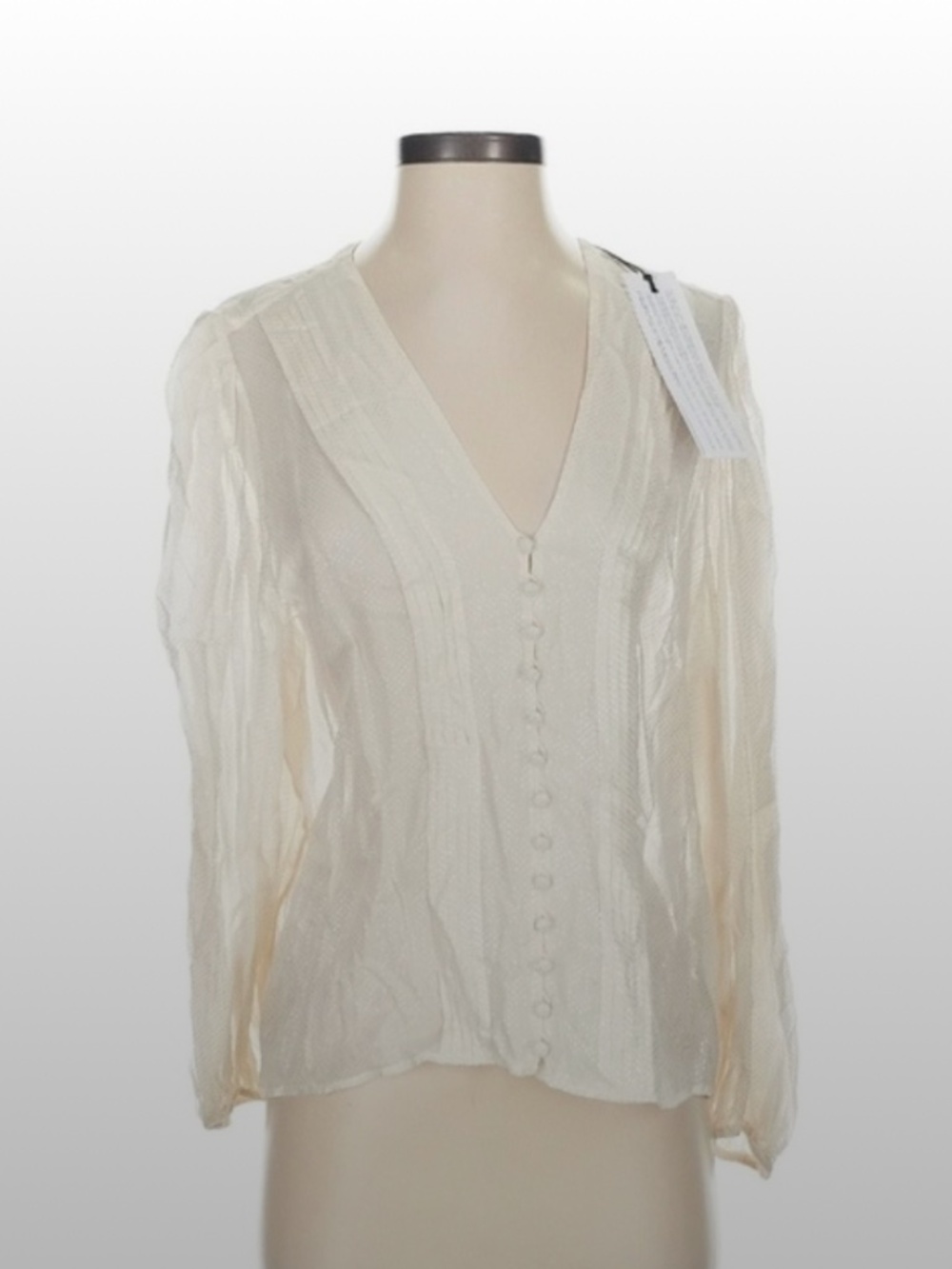IRO Rian Plunge V-Neck Button-Down Foil French Blouse